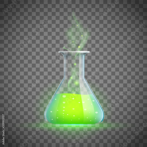 Glass vial with a love potion. Alchemy and witchcraft.