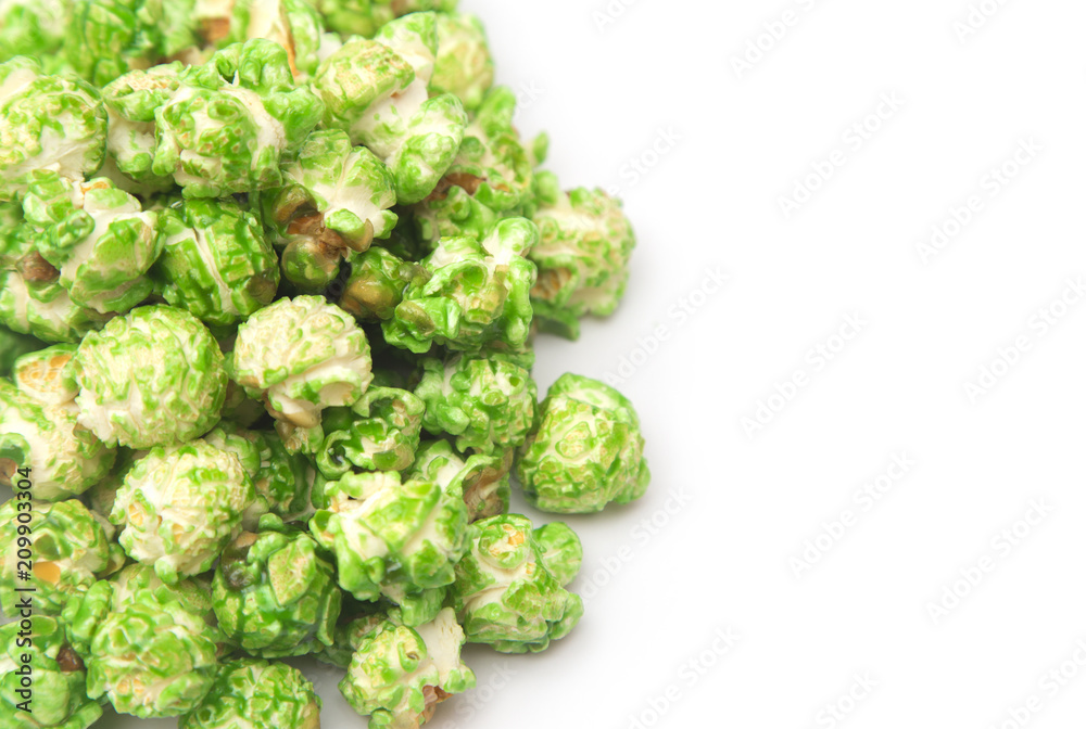 A Pile of Green Candy Coated Popcorn