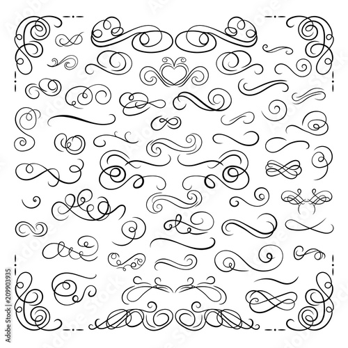 Vector Design Decorative Elements Set, Isolated on White Swirly Lines Collection, Filigree, Page Decorations.