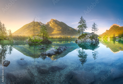 View of Hintersee lake in Bavarian Alps, Germany photo