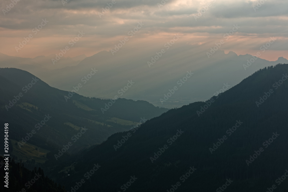 Furkajoch pass sunset, Vorarlberg, Austria