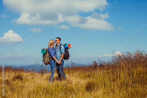 Romantic kiss while traveling