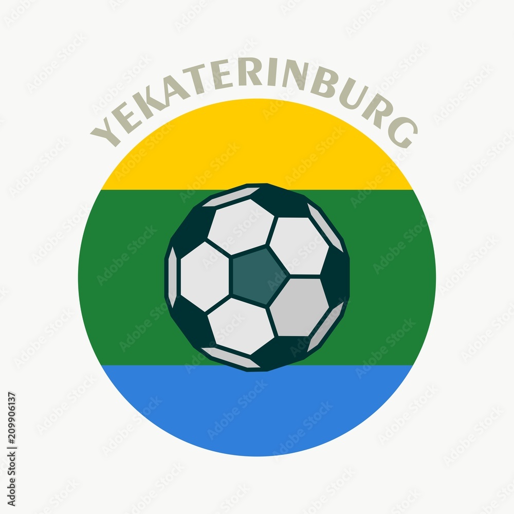 Obraz premium Yekaterinburg flag and soccer ball. City of Russia.