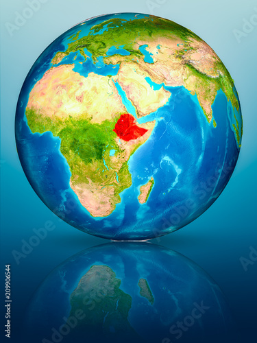 Ethiopia on Earth on reflective surface