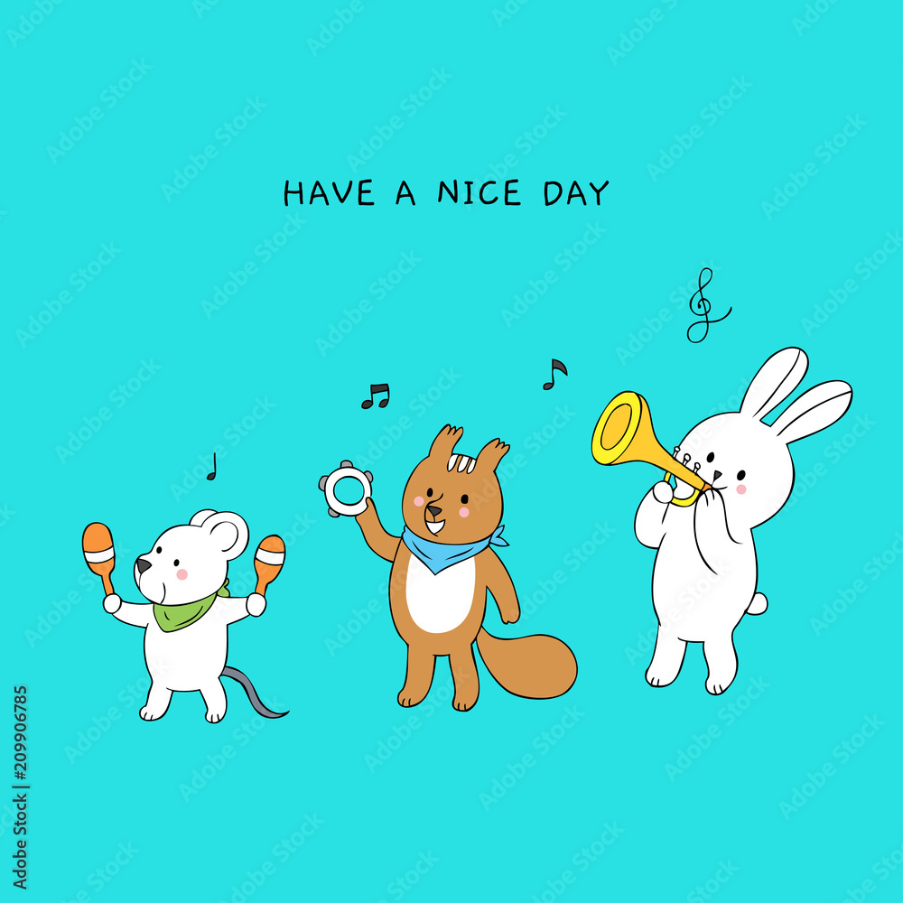 Cartoon cute animals playing music vector. Cartoon cute animals playing music vector.