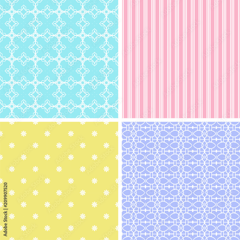 4 different seamless patterns. 4 different seamless patterns.