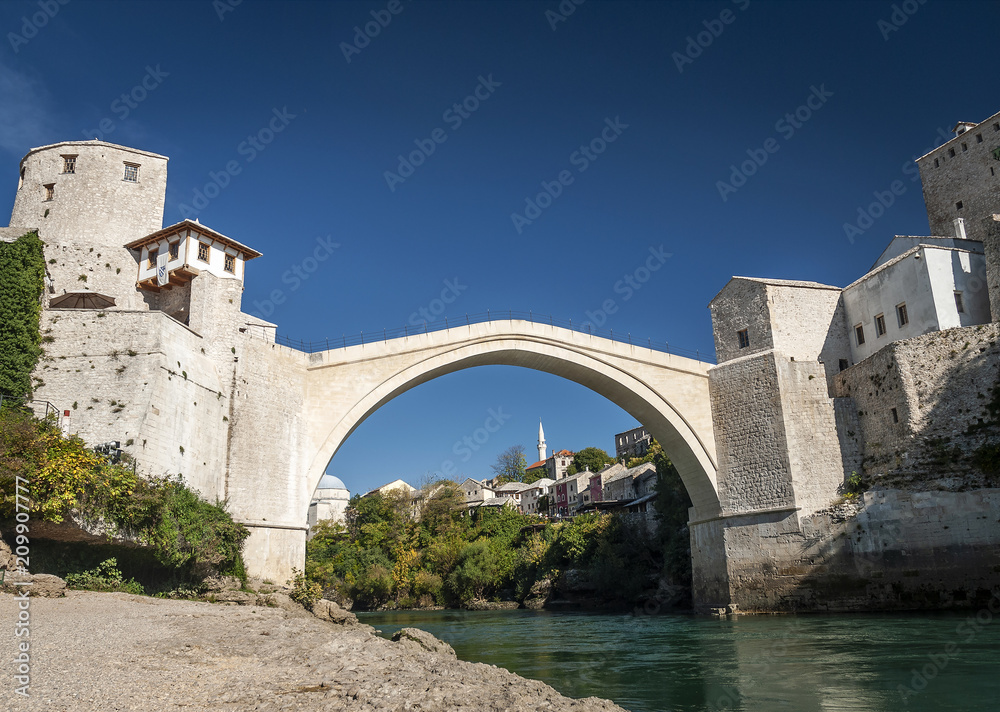 old bridge famous landmark in mostar town bosnia and herzegovina