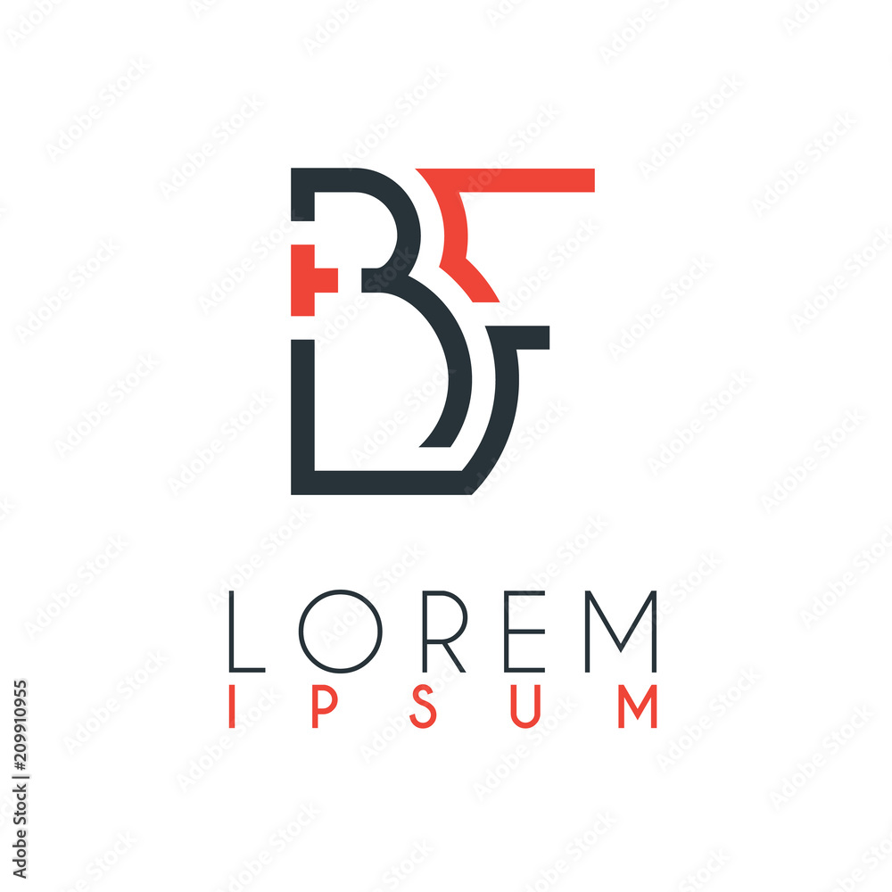 The logo between the letter B and letter F or BF with a certain distance and connected by orange and gray color The logo between the letter B and letter F or BF with a certain distance and connected by orange and gray color