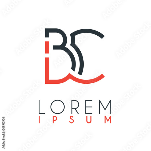 The logo between the letter B and letter C or BC with a certain distance and connected by orange and gray color