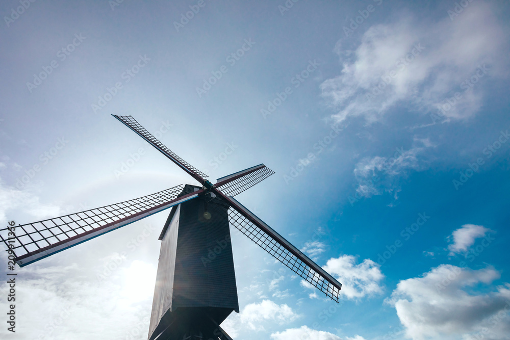 Old traditional wooden Windmill 