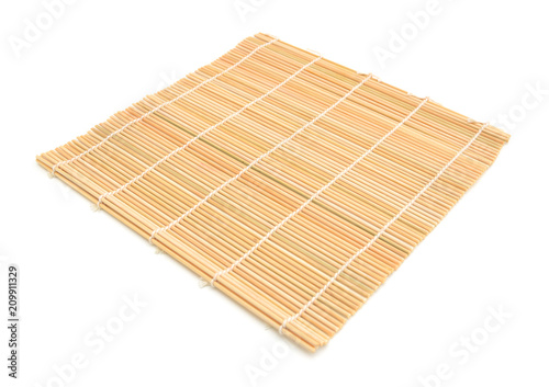 Close up of bamboo mat background isolated on white