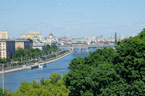 View of Moscow and the Moskva-river from the observation deck near the Russian Academy of Sciences building, Moscow, Russia