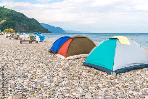 Camps on the beach of kvariati  Adjara  Georgia