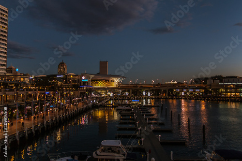 Принти на полотні Darling Harbor at night, Sydney, Australia