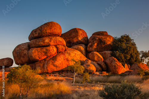 Devils Marbles at sunset. Northern Territory, Australia photo