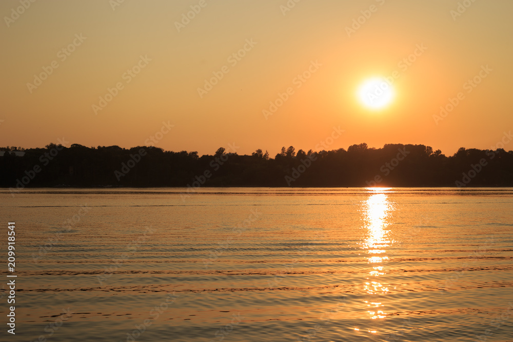 Golden sunset over the river Golden sunset over the river
