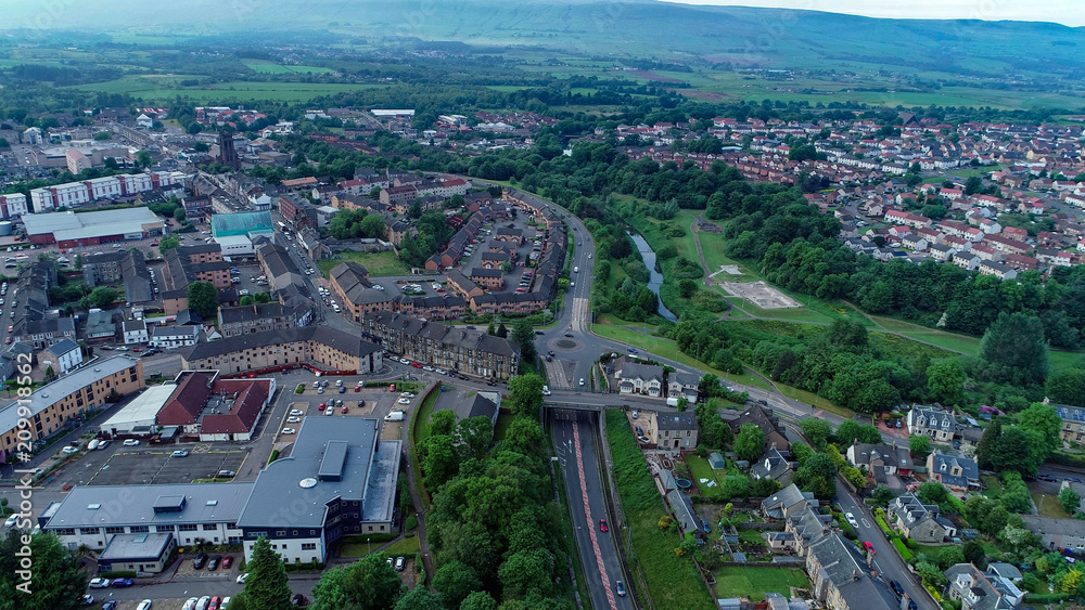 Low level aerial image of the town of Kirkintilloch in Scotland. Low level aerial image of the town of Kirkintilloch in Scotland.