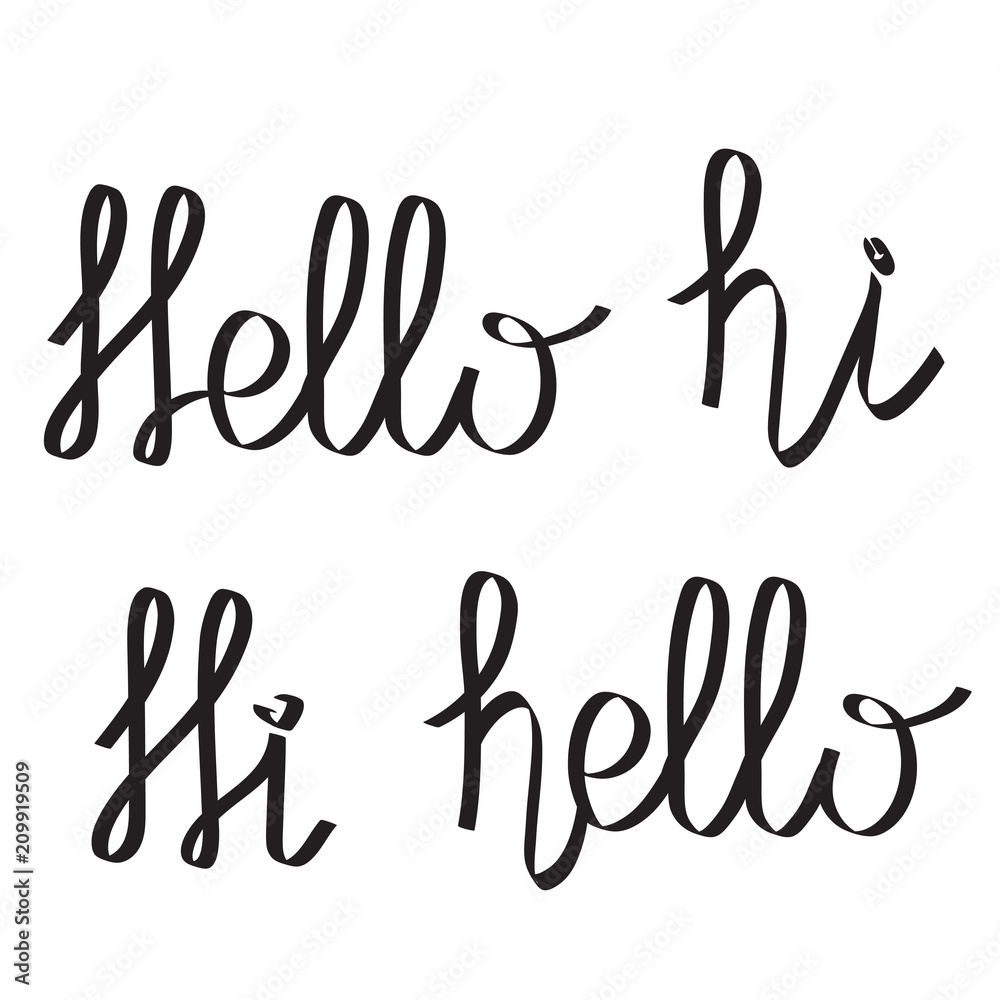 hello and hi hand drawing lettering words on white, stock vector illustration hello and hi hand drawing lettering words on white, stock vector illustration