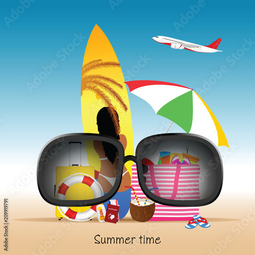 summer time with items illustration