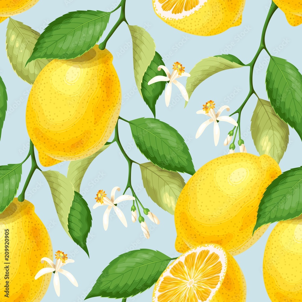 Seamless pattern with lemons