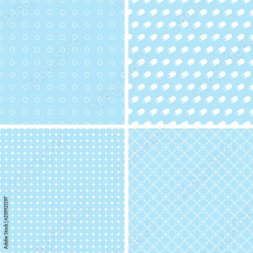 Fototapeta Naklejka Na Ścianę i Meble -  Different blue seamless patterns
