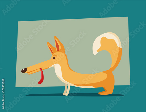 Cute funny dog. Cartoon vector illustration. Pet character