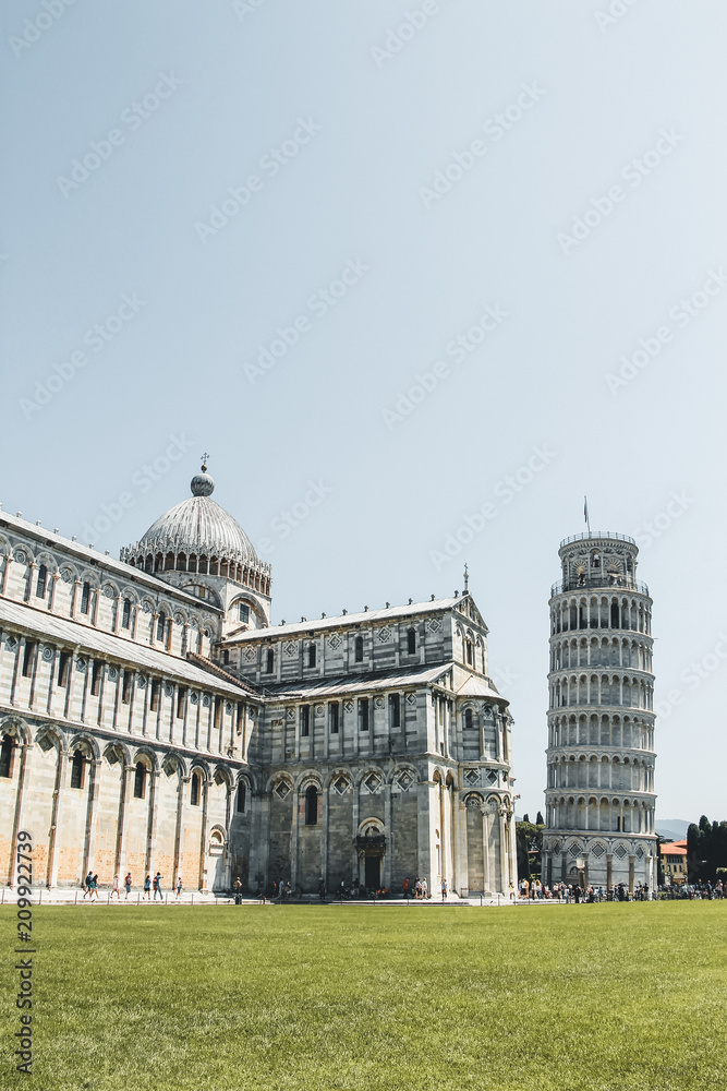Leaning Tower of Pisa on a warm summer day