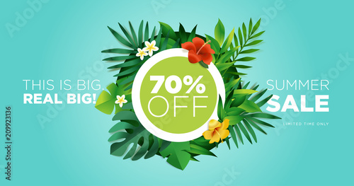 Summer sale. Vector illustration concept for mobile and web banner, poster, online shopping ads, social media and networking, marketing material.