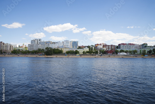 Volga river embankment in Samara, Russia. Panoramic view of the city.