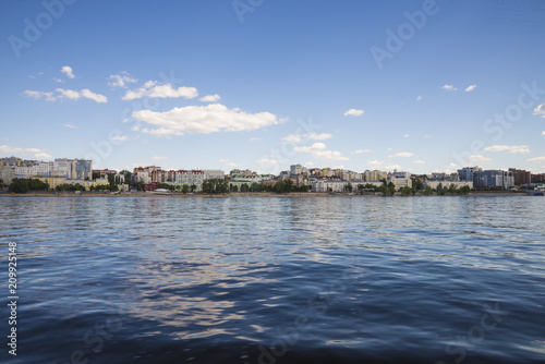Volga river embankment in Samara, Russia. Panoramic view of the city. © butenkow