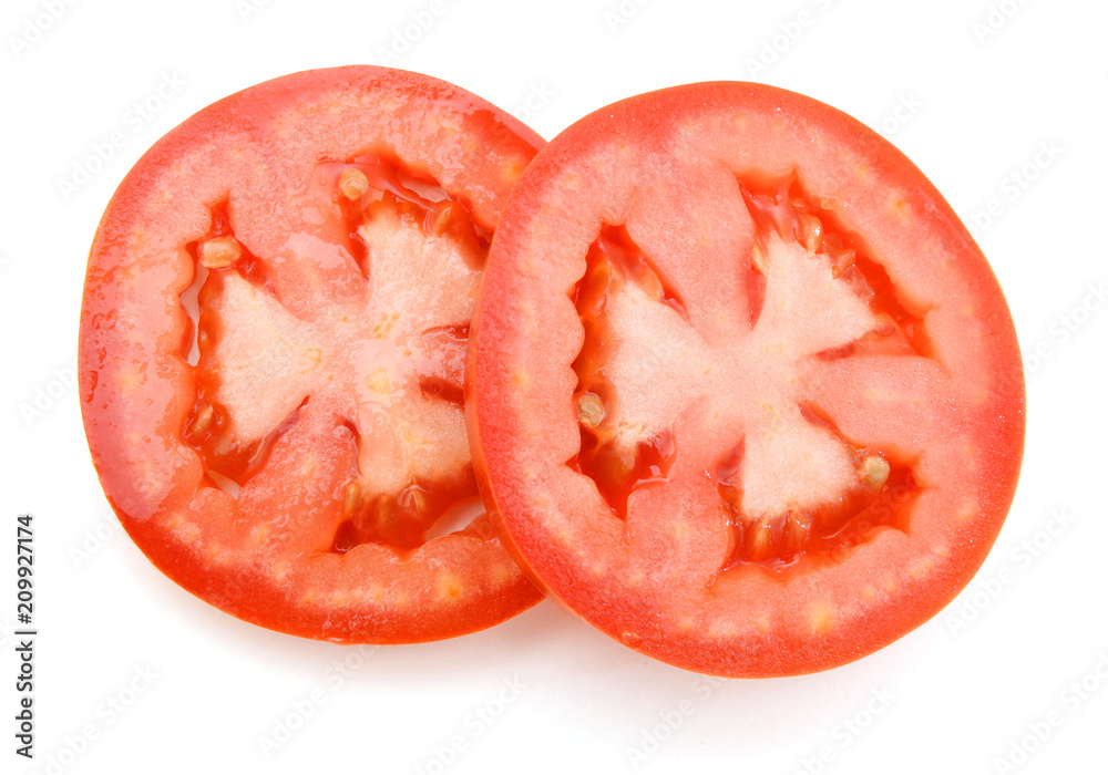 Fresh slice tomato on white background