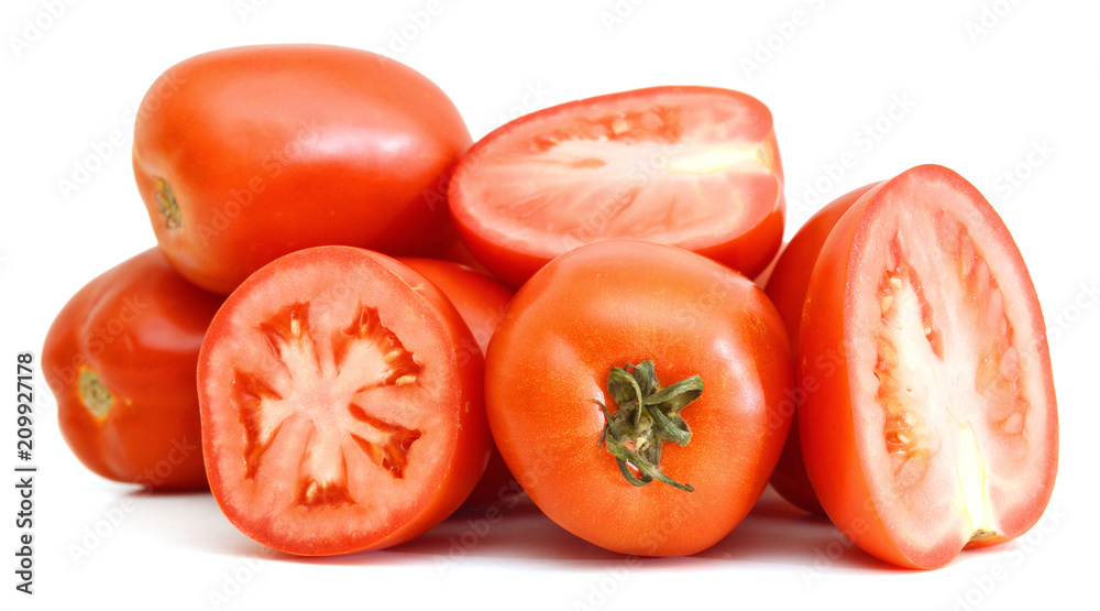 Tomato vegetables pile isolated on white background cutout