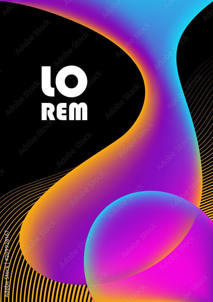 Vertical abstract background with bubble-shaped forms of bright purple gradient. Vector illustration.