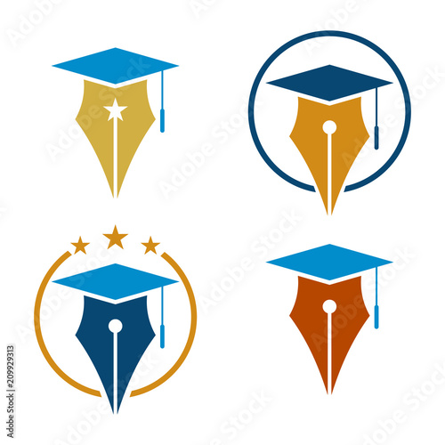 Education Graduation Pen Cap Logo Symbol