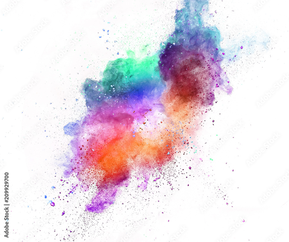 Colored powder explosion isolated on white background. Colored powder explosion isolated on white background.