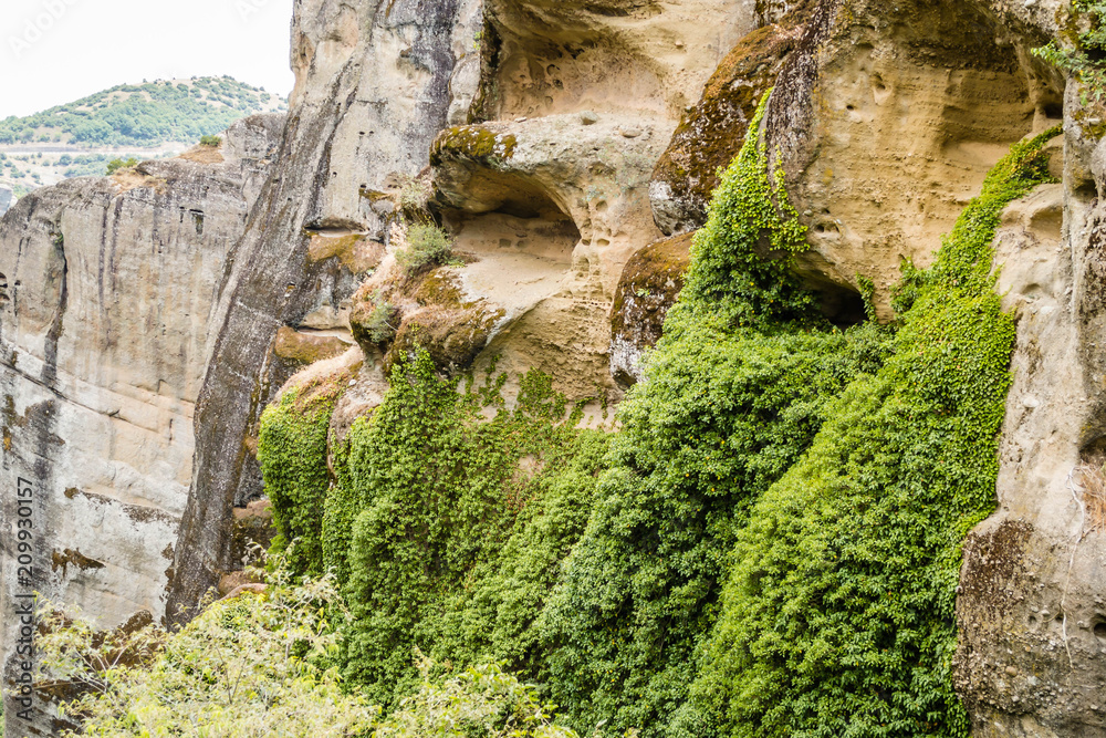 Kalambaka, Greece - June 10, 2018: A group of Orthodox monasteries Meteora, near the town of Kalambaka at the northwestern edge of the Plain of Thessaly.