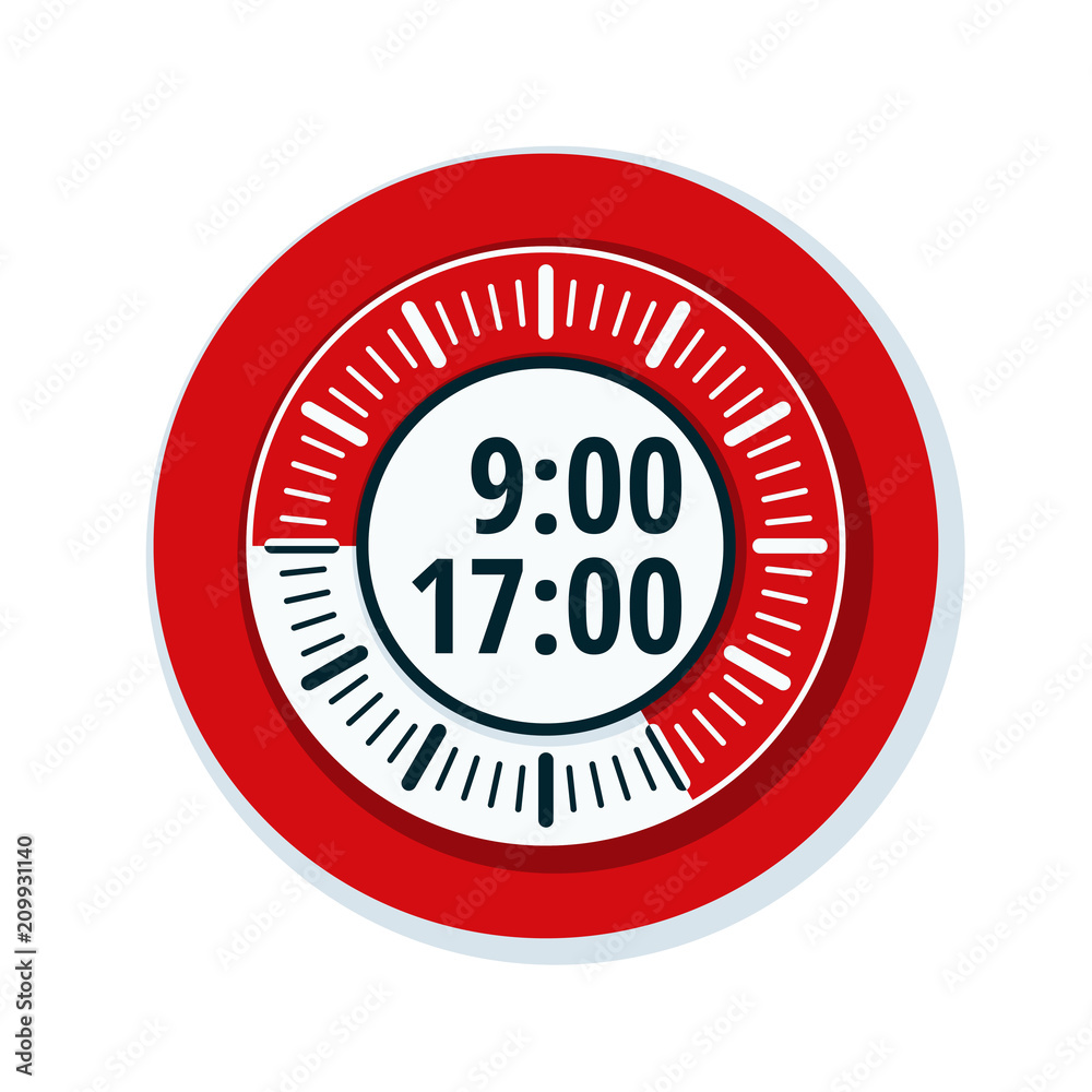 Working time 9 to 17 hours illustration Working time 9 to 17 hours illustration