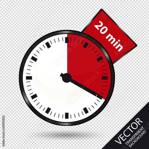 Timer 20 Minuten - Vektor Illustration - Freigestellt auf transparentem Hintergrund