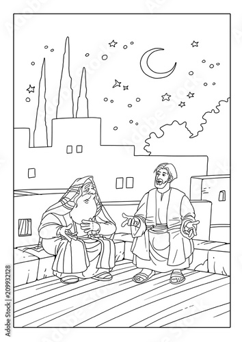Rabbi Nicodemus talks with Jesus Christ on the new birth photo