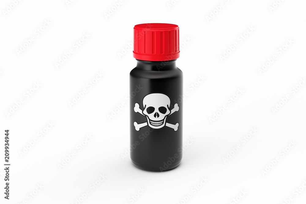 Medicine black bottle isolated with scull label Medicine black bottle isolated with scull label