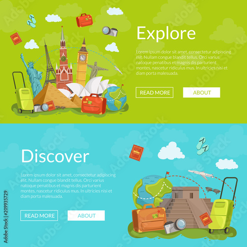 Vector horizontal web banners illustration