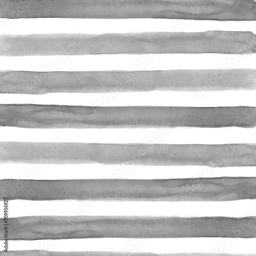 Trendy watercolour painted card, wallpaper, cover striped grey background. Nice horizontal white and monochrome lines.