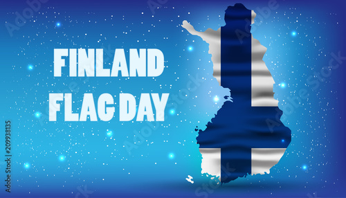 Finnish Flag Day vector realistic national background. Illustration independence finland banner