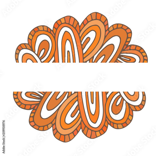 Bright doodle background. Vector orange banner.