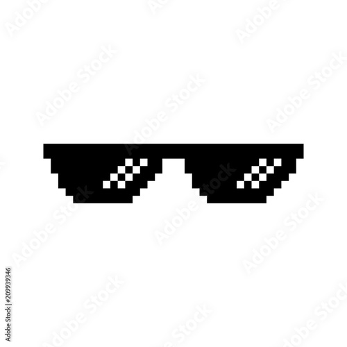 Creative vector illustration of pixel glasses of thug life meme isolated on transparent background. Ghetto lifestyle culture art design. Mock up template. Abstract concept graphic element
