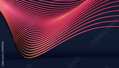 Abstract 3d rendering of smooth surface with lines. Striped modern background design for poster, cover, branding, banner, placard