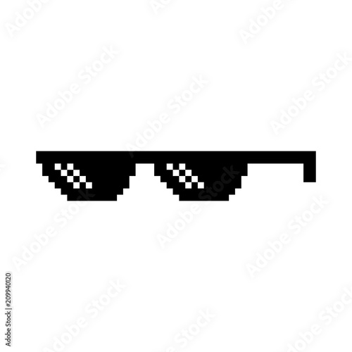Creative vector illustration of pixel glasses of thug life meme isolated on transparent background. Ghetto lifestyle culture art design. Mock up template. Abstract concept graphic element photo