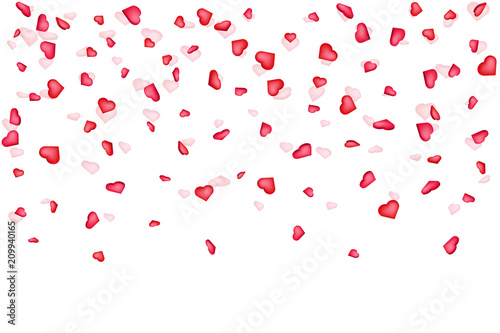 Creative vector illustration of heart confetti, happy valentines petals falling isolated on transparent background. Art design for women day. Abstract concept graphic seamless element pattern