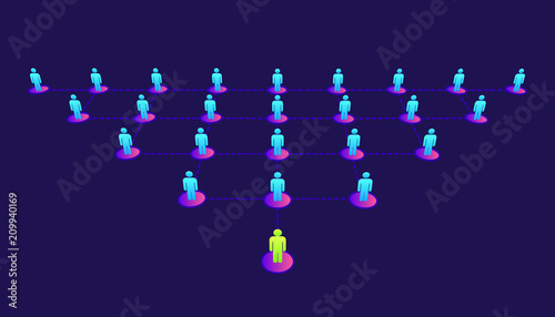 Abstract creative vector illustration of growing connecting people social network scheme isolated on transparent background. Company corporate department team. Art design diagram concept structure