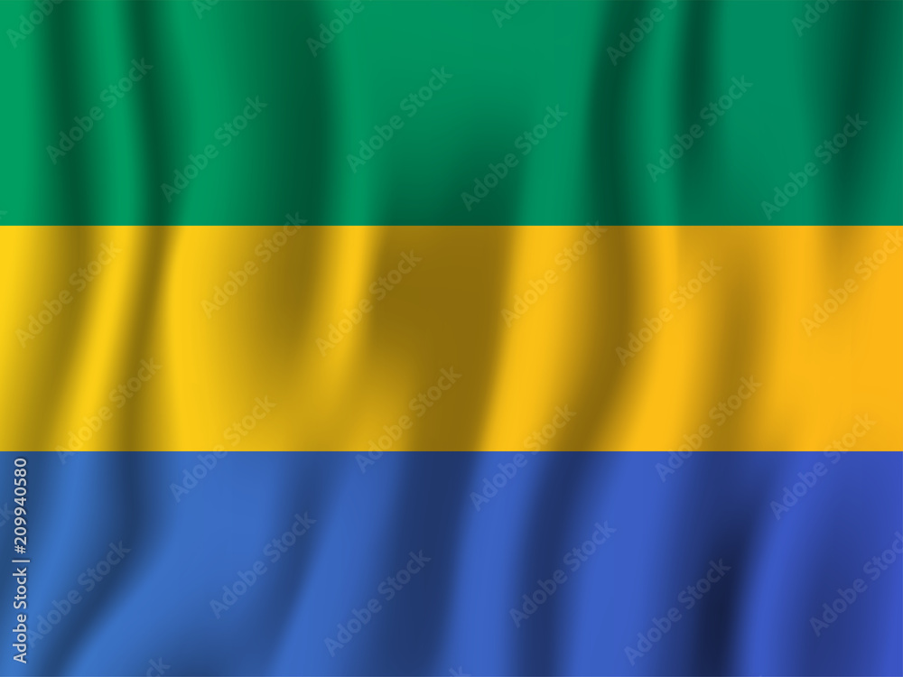 Gabon realistic waving flag vector illustration. National country background symbol. Independence day Gabon realistic waving flag vector illustration. National country background symbol. Independence day